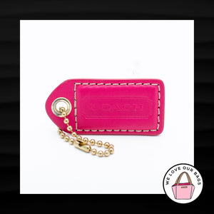2.5" Large COACH HOT PINK LEATHER BRASS KEY FOB BAG CHARM KEYCHAIN HANG TAG
