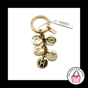 NEW NWT $68 COACH Gold Letter Pave Crystal Disc Charm Mix Fob Bag Keychain 69939