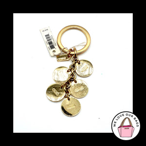 NEW NWT $68 COACH Gold Letter Pave Crystal Disc Charm Mix Fob Bag Keychain 69939