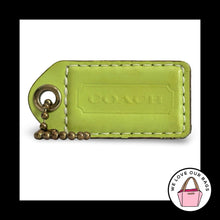 Load image into Gallery viewer, COACH Y2K VINTAGE Hang Tag 2.5" Green Leather Bag Charm Keychain Fob Brass Large
