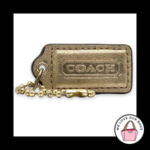 Load image into Gallery viewer, COACH HANG TAG 2" Gold Metallic Leather Bag Charm Keychain Fob Brass Medium
