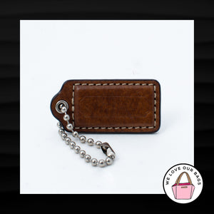 2" Medium COACH British Tan BROWN Leather Nickel Fob Bag Charm Keychain Hang Tag