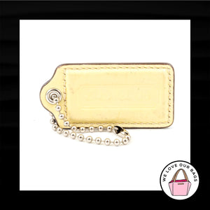 2.5" Large COACH Yellow PATENT LEATHER Nickel Key Fob Bag Charm Keychain Hang Tag