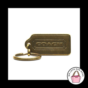 RARE VINTAGE COACH Thick Gold Brass Metal Hang Tag Key Fob Bag Charm Keychain