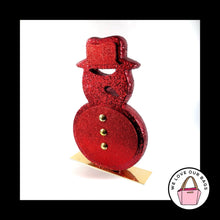 Load image into Gallery viewer, RARE COACH STORE CHRISTMAS DISPLAY PIECE RED GLITTER SNOWMAN with BRASS ACCENTS
