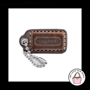 1.5" Small COACH TABAC BROWN Leather Nickel Key Fob Bag Charm Keychain Hang Tag