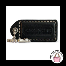 Load image into Gallery viewer, COACH Y2K VINTAGE Hang Tag 2" Black Leather Bag Charm Keychain Fob Nickel Medium
