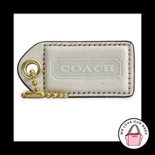 Load image into Gallery viewer, COACH Y2K VINTAGE Hang Tag 2.5" White Leather Bag Charm Keychain Fob Brass Large
