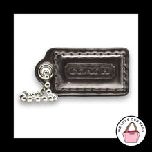 Load image into Gallery viewer, COACH POPPY HANG TAG 1.5" Bag Charm Keychain Fob Silver Mirrored Leather Small
