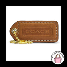 Load image into Gallery viewer, COACH Y2K VINTAGE Hang Tag 2" Saddle Brown Leather Bag Charm Keychain Fob Brass
