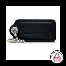 Load image into Gallery viewer, COACH HANG TAG 2" Black Pebbled Leather Nickel Bag Charm Keychain Fob Medium
