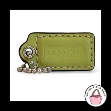 Load image into Gallery viewer, COACH HANG TAG 1.5" Green White Leather Bag Charm Keychain Fob Nickel Small
