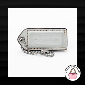 2" Medium COACH WHITE LEATHER NICKEL KEY FOB BAG CHARM KEYCHAIN HANG TAG