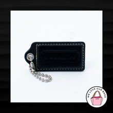 Load image into Gallery viewer, 2.5&quot; Large COACH BLACK LEATHER NICKEL KEY FOB BAG CHARM KEYCHAIN HANG TAG

