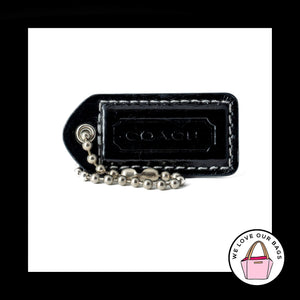 2" Medium COACH Black Patent Leather Nickel Fob Bag Charm Keychain Hang Tag