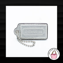 Load image into Gallery viewer, 2.5&quot; Large COACH METALLIC SILVER LEATHER NICKEL FOB BAG CHARM KEYCHAIN HANG TAG
