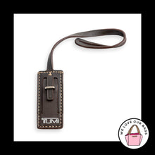 Load image into Gallery viewer, TUMI Luggage ID Hang Tag Brown Leather Loop Strap Bag Charm Keychain Key Fob
