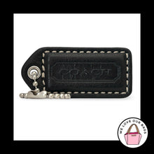Load image into Gallery viewer, COACH Y2K VINTAGE Hang Tag 2" Black Leather Nickel Bag Charm Keychain Fob Medium
