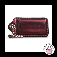 Load image into Gallery viewer, COACH POPPY HANGTAG Red Burgundy Mirrored Leather Bag Charm Keychain Fob Nickel
