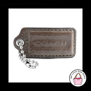 2.5" Large COACH Chocolate Brown LEATHER Nickel Fob Bag Charm Keychain Hang Tag