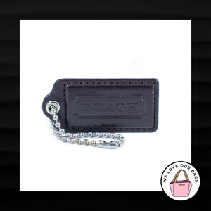2.5" Large COACH DARK BROWN PATENT LEATHER NICKEL FOB BAG CHARM KEYCHAIN HANGTAG