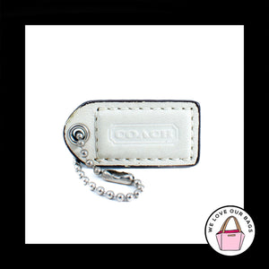 1.5" Small COACH White & Mahogany LEATHER Nickel Fob Bag Charm Keychain Hang Tag