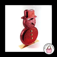 Load image into Gallery viewer, RARE COACH STORE CHRISTMAS DISPLAY PIECE RED GLITTER SNOWMAN with BRASS ACCENTS
