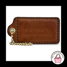 Load image into Gallery viewer, XL COACH HANGTAG 3" British Tan Brown Leather Bag Charm Keychain Fob Brass
