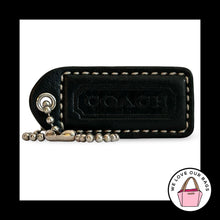 Load image into Gallery viewer, COACH Y2K VINTAGE Hang Tag 2" Black Leather Bag Charm Keychain Fob Nickel Medium
