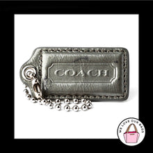 Load image into Gallery viewer, 2.5&quot; Large COACH Gray PATENT LEATHER Nickel Key Fob Bag Charm Keychain Hang Tag
