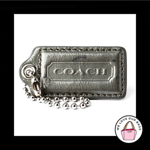 2.5" Large COACH Gray PATENT LEATHER Nickel Key Fob Bag Charm Keychain Hang Tag
