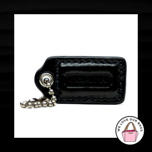 1.5" Small COACH BLACK LEATHER Nickel Key Fob Bag Charm Keychain Hang Tag