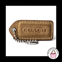 Load image into Gallery viewer, 2&quot; Medium COACH Brown SUEDE LEATHER Nickel Key Fob Bag Charm Keychain Hang Tag
