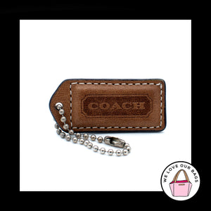 2" Medium COACH SADDLE BROWN Leather Nickel Key Fob Bag Charm Keychain Hang Tag