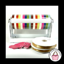 Load image into Gallery viewer, Lot COACH STORE Legacy Stripe Spool Gift Wrap Paper Ribbon Pink Hang Tag Card
