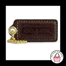 Load image into Gallery viewer, COACH HANG TAG 2.25" Walnut Brown Leather Bag Charm Keychain Fob Brass Large
