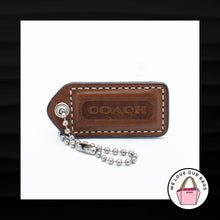 Load image into Gallery viewer, 2&quot; Medium COACH TABACCO BROWN LEATHER NICKEL KEY FOB BAG CHARM KEYCHAIN HANG TAG
