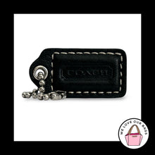 Load image into Gallery viewer, COACH HANG TAG 1.5" Black Smooth Leather Bag Charm Keychain Fob Nickel Small
