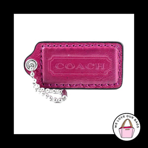 2.5" Large COACH PINK Leather Nickel Key Fob Bag Charm Keychain Hang Tag