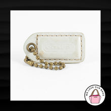 Load image into Gallery viewer, 1.5&quot; Small COACH WHITE LEATHER BRASS KEY FOB CHARM KEYCHAIN HANG TAG WRISTLET
