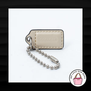 1.5" Small COACH WHITE PATENT LEATHER NICKEL FOB CHARM KEYCHAIN HANGTAG WRISTLET