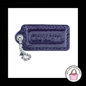 2" Medium COACH Purple Patent Leather Nickel Key Fob Bag Charm Keychain Hang Tag