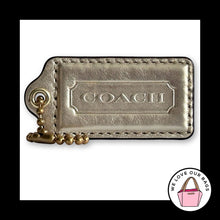 Load image into Gallery viewer, COACH HANG TAG 2.5" Gold Metallic Leather Bag Charm Keychain Fob Brass Large
