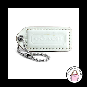 2" Medium COACH White PATENT LEATHER Saddle Back Fob Bag Charm Keychain Hang Tag