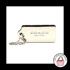 2.25" COACH NEW YORK Silver Nickel Thick Metal Fob Bag Charm Keychain Hang Tag