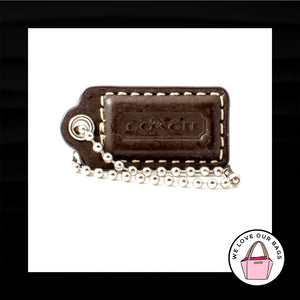 1.5" Small COACH Mahogany Brown LEATHER Nickel Fob Bag Charm Keychain Hang Tag