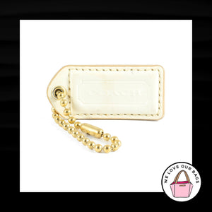 2" Medium COACH Ivory Cream Leather Brass Key Fob Bag Charm Keychain Hang Tag