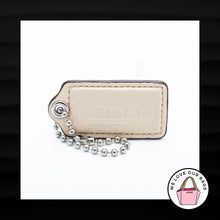 Load image into Gallery viewer, 2.5&quot; Large COACH BEIGE CREAM LEATHER NICKEL KEY FOB BAG CHARM KEYCHAIN HANG TAG
