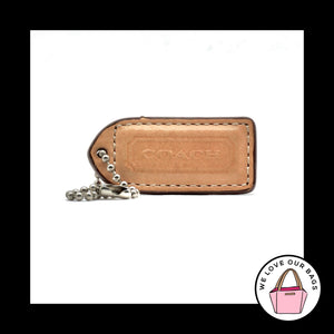 2" VINTAGE COACH Natural & Pink Leather Nickel Fob Bag Charm Keychain Hang Tag