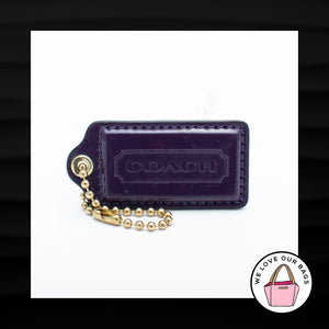 2.5" Large COACH PURPLE PATENT LEATHER BRASS KEY FOB BAG CHARM KEYCHAIN HANG TAG